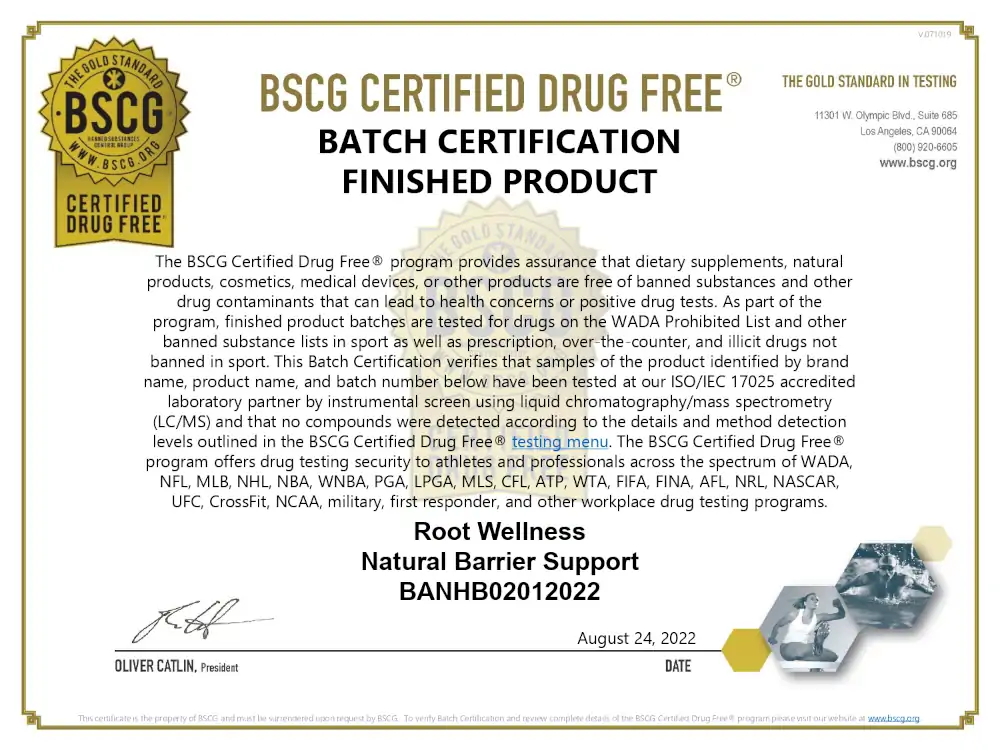 Natural Barrier Support Certification