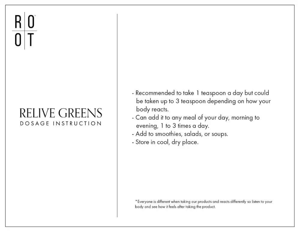 Relive Greens Dosage Instructions